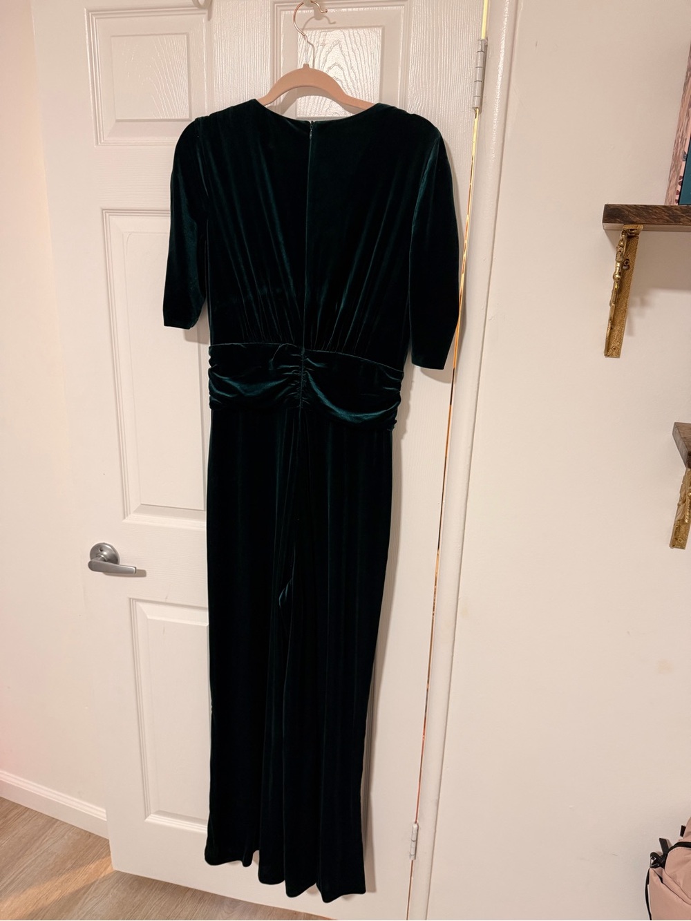 Vince Camuto Velvet Deep Teal Wide-Leg Jumpsuit with Knot Front - Picture 7 of 7
